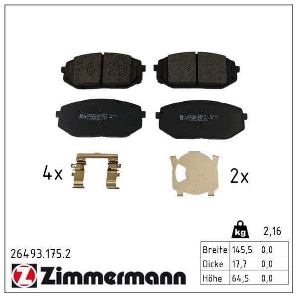 set placute frana,frana disc ZIMMERMANN 26493.175.2