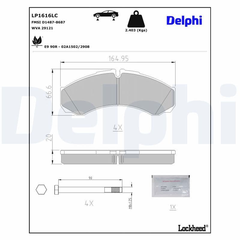 set placute frana,frana disc DELPHI LP1616LC