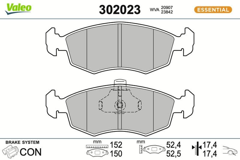 set placute frana,frana disc VALEO ESSENTIAL 302023