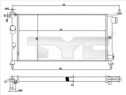 Radiator, racire motor TYC 725-0020