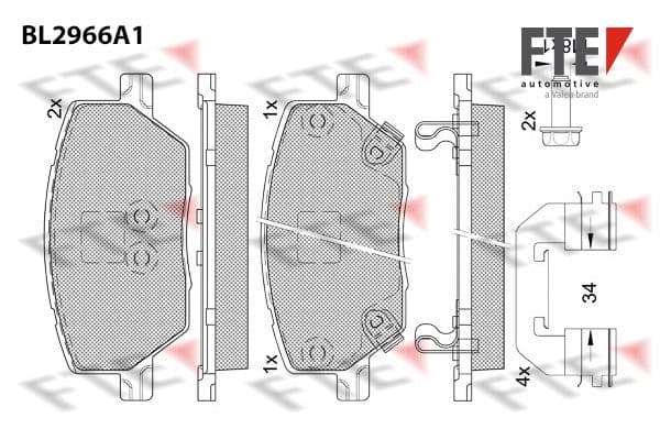 set placute frana,frana disc FTE 9011210