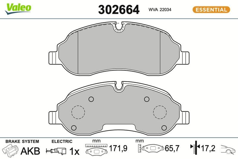 set placute frana,frana disc VALEO ESSENTIAL 302664