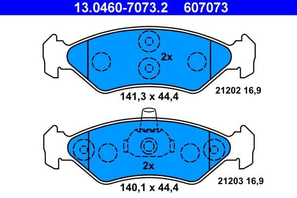 set placute frana,frana disc ATE 13.0460-7073.2