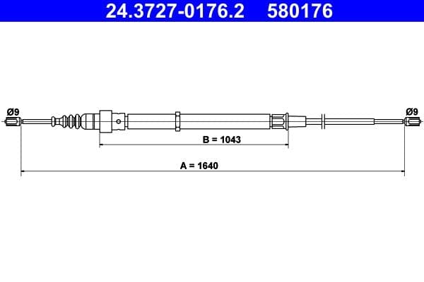 Cablu, frana de parcare ATE 24.3727-0176.2