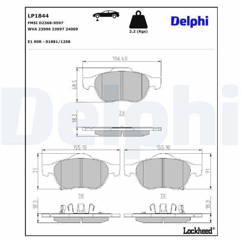 set placute frana,frana disc DELPHI LP1844