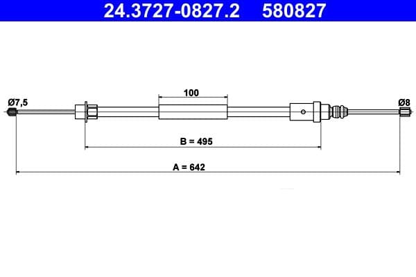 Cablu, frana de parcare ATE 24.3727-0827.2