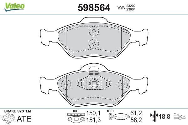 set placute frana,frana disc VALEO 598564
