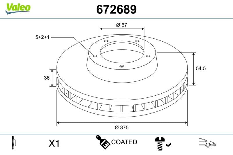 Disc frana VALEO COATED 672689