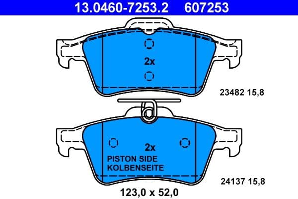set placute frana,frana disc ATE 13.0460-7253.2
