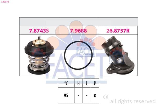 termostat,lichid racire FACET Made in Italy - OE Equivalent 7.8757K