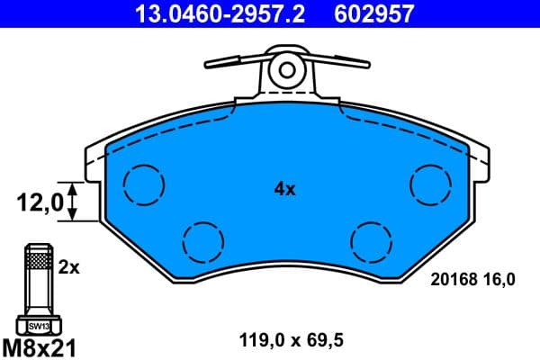 set placute frana,frana disc ATE 13.0460-2957.2