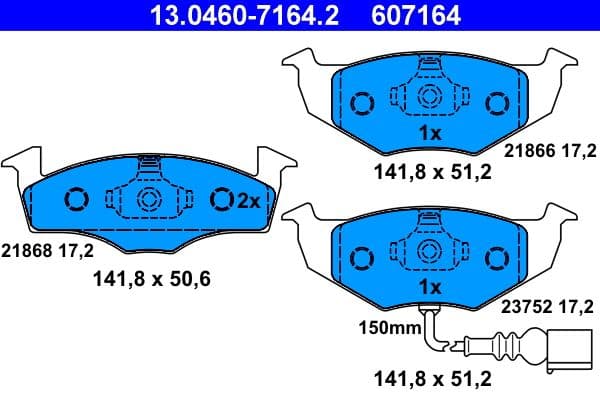 set placute frana,frana disc ATE 13.0460-7164.2