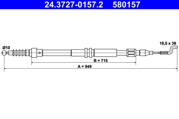 Cablu, frana de parcare ATE 24.3727-0157.2