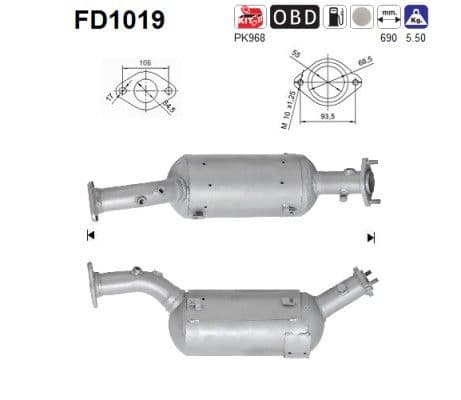 Filtru funingine/particule, sist.de esapament AS-PL FD1019