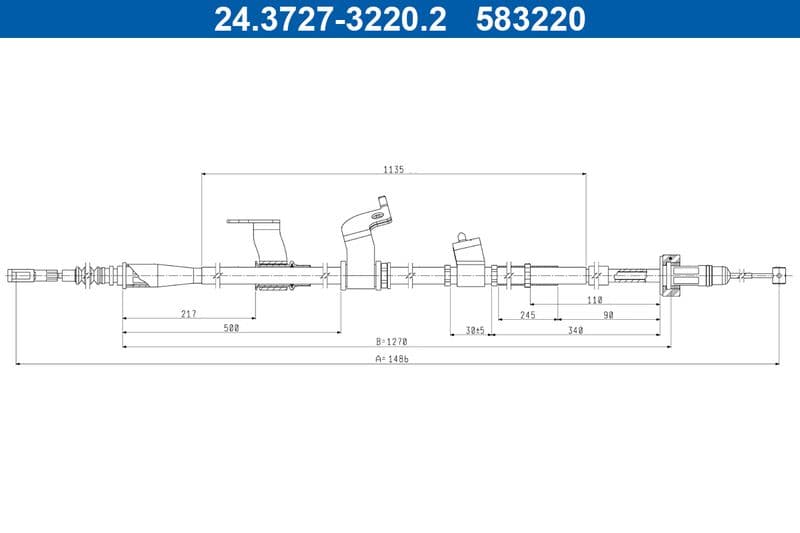 Cablu, frana de parcare ATE 24.3727-3220.2