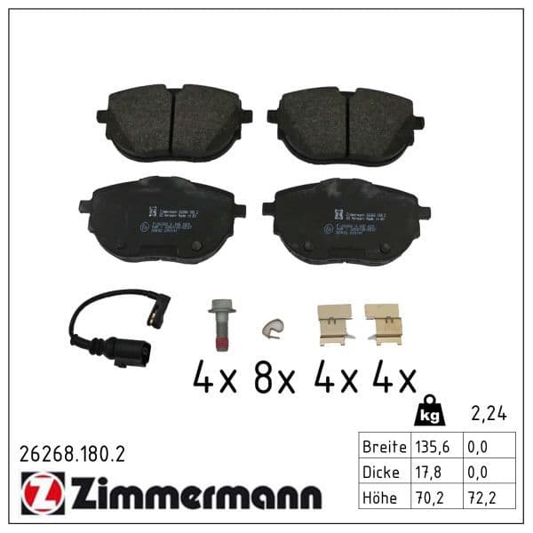 set placute frana,frana disc ZIMMERMANN 26268.180.2