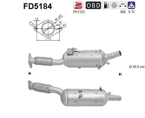 Filtru funingine/particule, sist.de esapament AS-PL FD5184