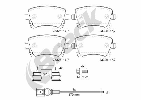 set placute frana,frana disc BRECK 23326 00 702 10