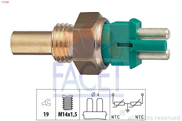 senzor,temperatura lichid de racire FACET Made in Italy - OE Equivalent 7.3140
