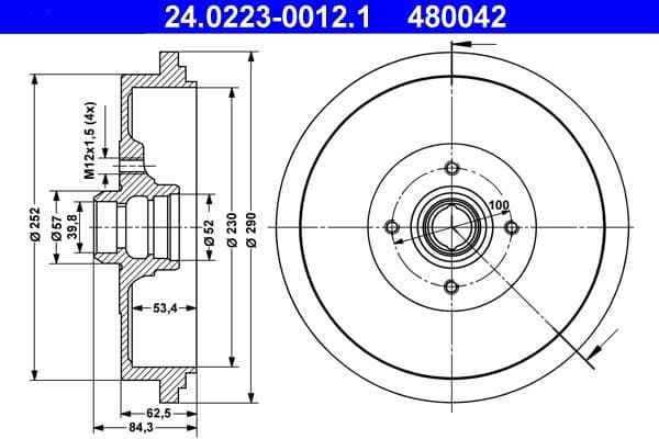 Tambur frana ATE 24.0223-0012.1