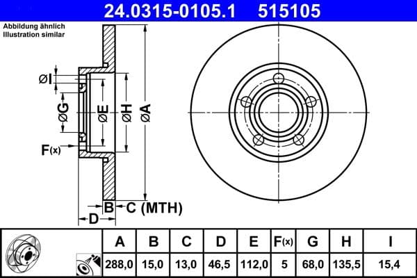Disc frana ATE PowerDisc 24.0315-0105.1