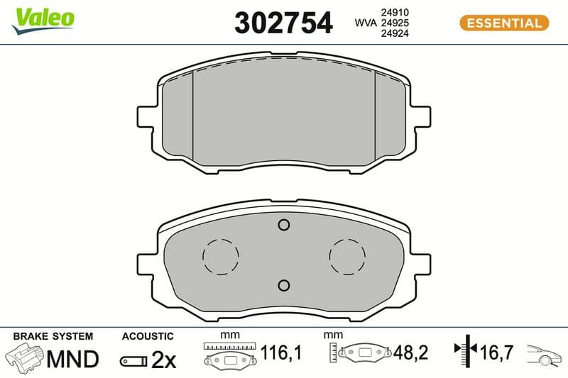 set placute frana,frana disc VALEO 302754