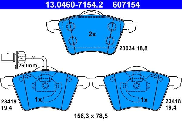 set placute frana,frana disc ATE 13.0460-7154.2