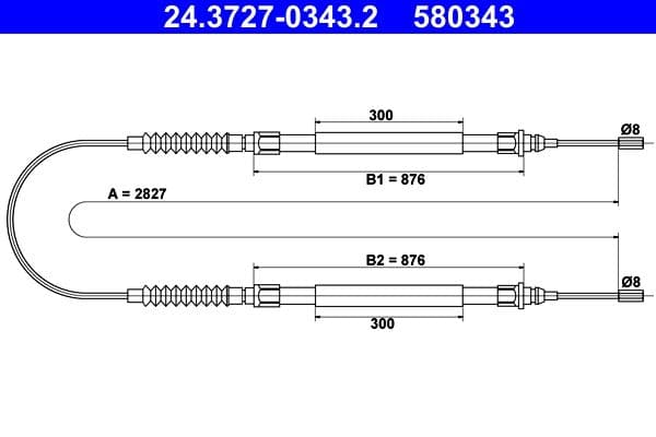 Cablu, frana de parcare ATE 24.3727-0343.2