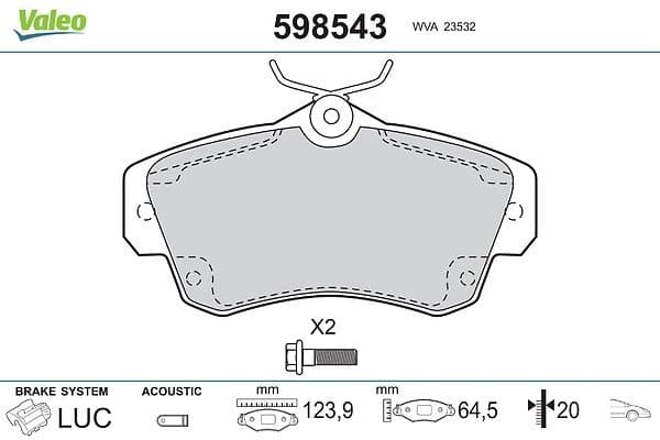 set placute frana,frana disc VALEO 598543