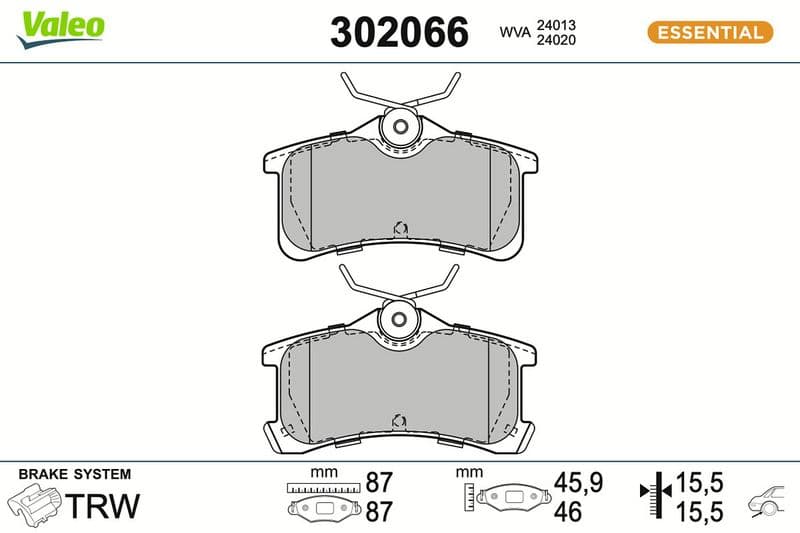set placute frana,frana disc VALEO 302066