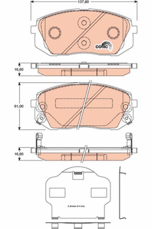 set placute frana,frana disc TRW COTEC GDB3461