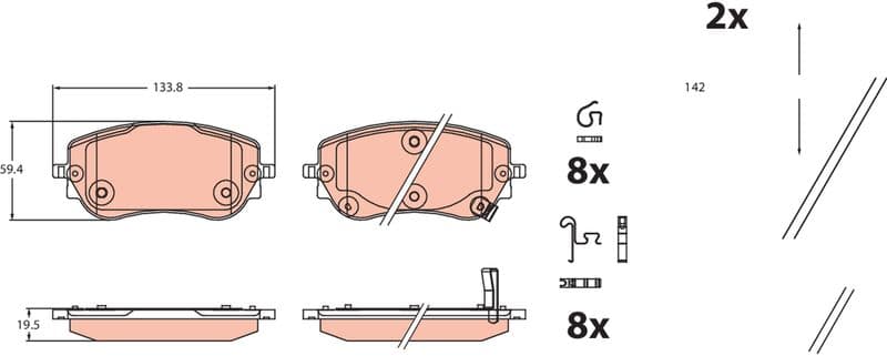 set placute frana,frana disc TRW GDB2551