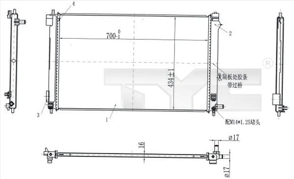 Radiator, racire motor TYC 770-0003