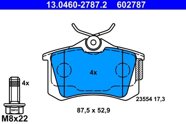set placute frana,frana disc ATE 13.0460-2787.2