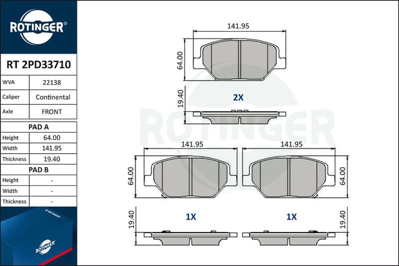 set placute frana,frana disc ROTINGER RT 2PD33710