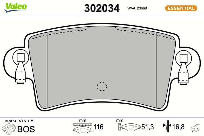 set placute frana,frana disc VALEO ESSENTIAL 302034