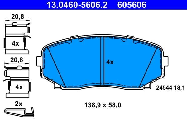 set placute frana,frana disc ATE 13.0460-5606.2