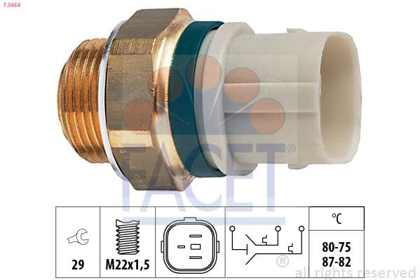Comutator temperatura, ventilator radiator FACET 7.5654