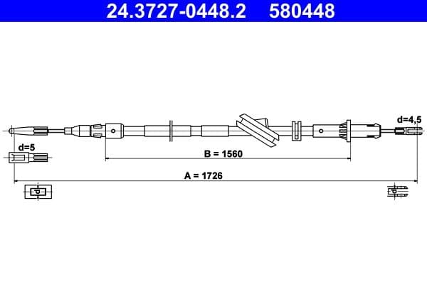 Cablu, frana de parcare ATE 24.3727-0448.2