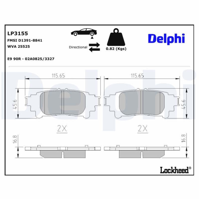 set placute frana,frana disc DELPHI LP3155