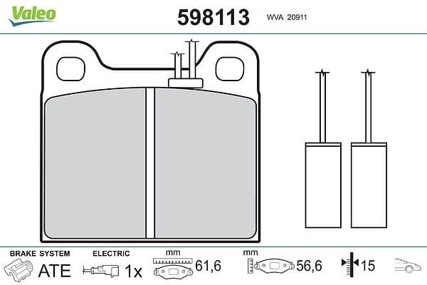 set placute frana,frana disc VALEO 598113
