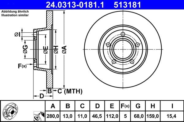 Disc frana ATE PowerDisc 24.0313-0181.1