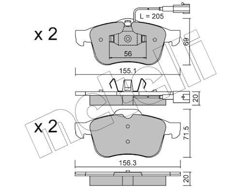 set placute frana,frana disc METELLI 22-0703-0