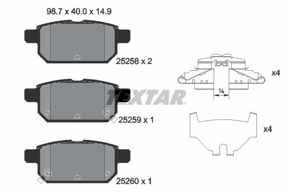 set placute frana,frana disc TEXTAR 2525801