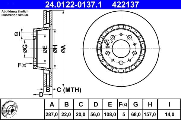 Disc frana ATE 24.0122-0137.1