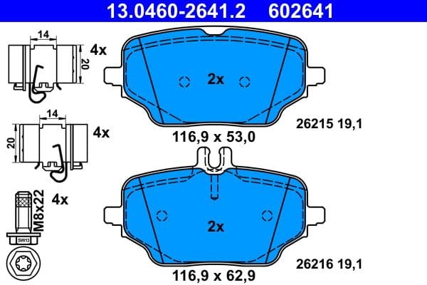 set placute frana,frana disc ATE 13.0460-2641.2