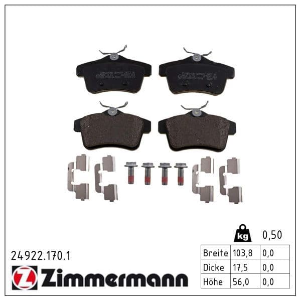 set placute frana,frana disc ZIMMERMANN 24922.170.1