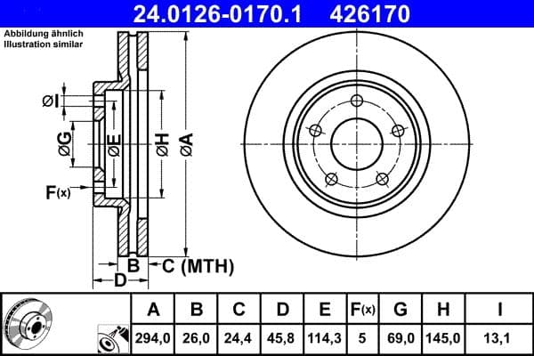 Disc frana ATE 24.0126-0170.1