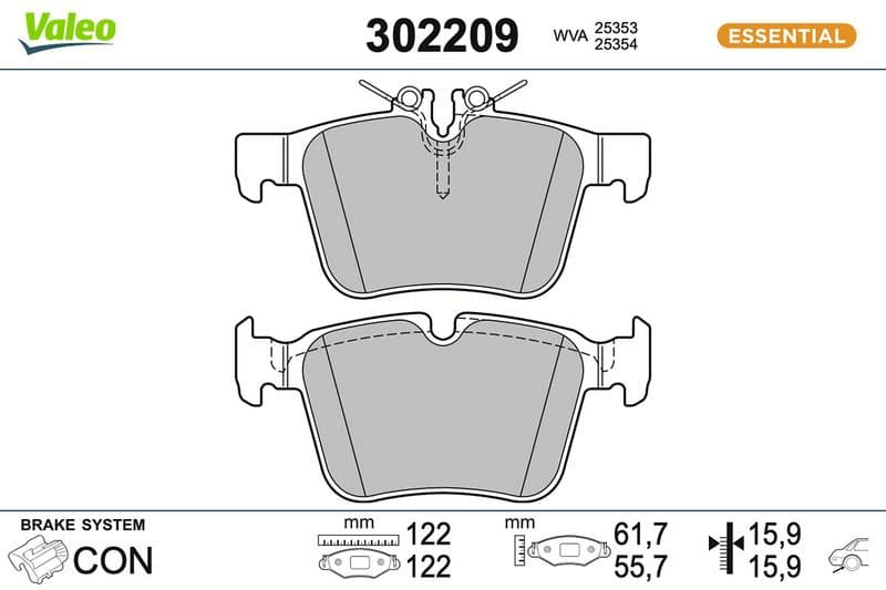 set placute frana,frana disc VALEO ESSENTIAL 302209