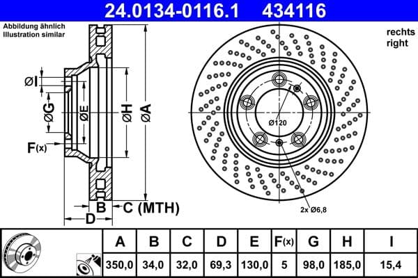 Disc frana ATE 24.0134-0116.1